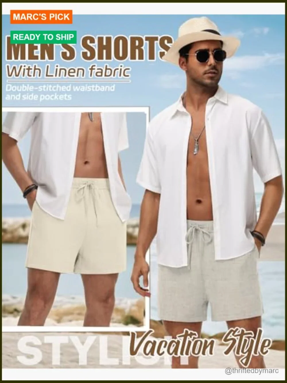 3 Pack Men's Linen Shorts Elastic Waist Drawstring Lightweight Summer Casual